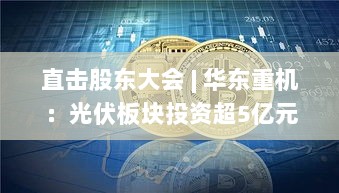 直击股东大会,华东重机光伏板块投资超5亿元,重整引入战投动态分析-图1 直击股东大会,华东重机光伏板块投资超5亿元,重整引入战投动态分析-图1