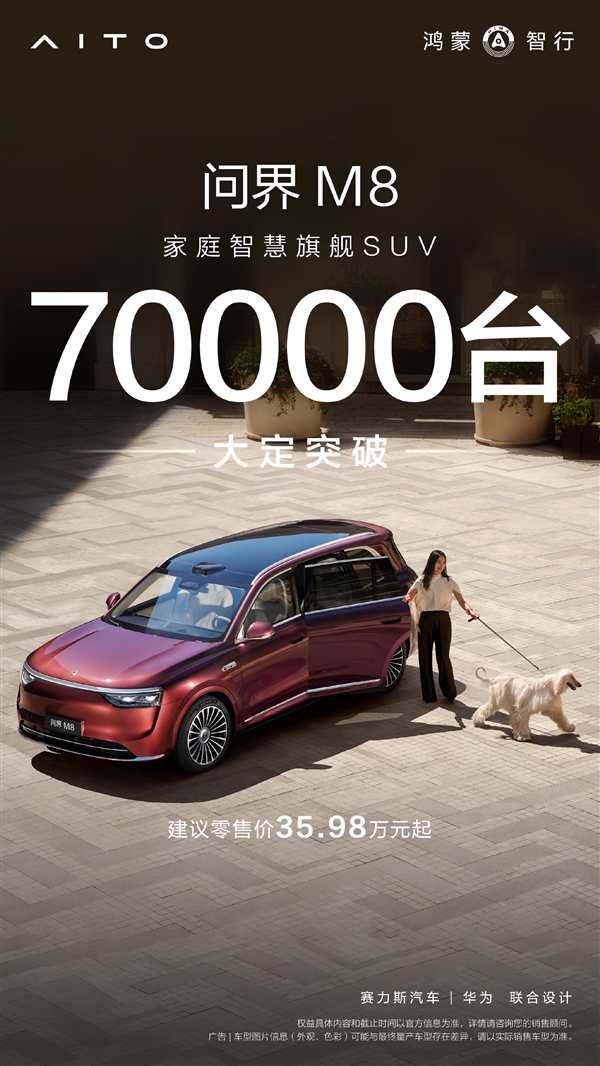 问界M8大定破7万台,2025最狂新能源家用SUV-图1 问界M8大定破7万台,2025最狂新能源家用SUV-图1