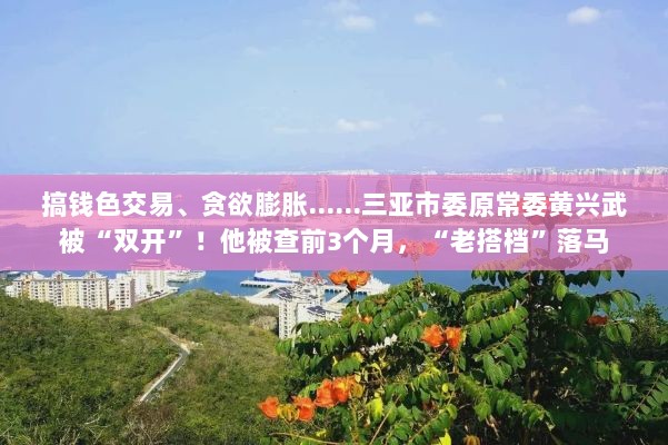 三亚市委原常委黄兴武被开除党籍,贪欲膨胀与权色交易曝光,昔日搭档已落马-图1 三亚市委原常委黄兴武被开除党籍,贪欲膨胀与权色交易曝光,昔日搭档已落马-图1