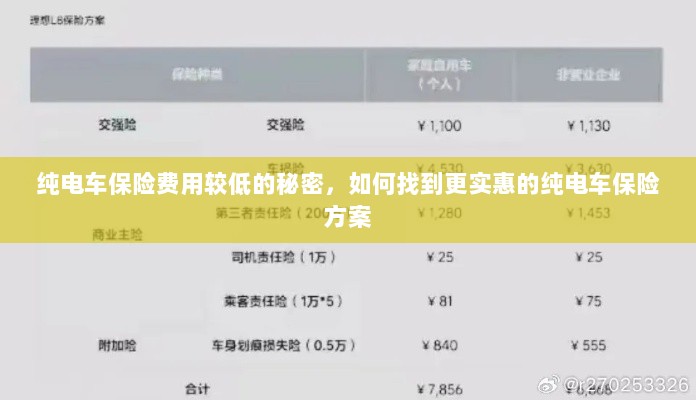 纯电车保险费用较低的秘密，如何获取更实惠的保险方案？-图1