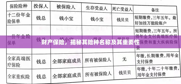 揭秘财产保险险种名称及其重要性,保障您的财产安全!-图1 揭秘财产保险险种名称及其重要性,保障您的财产安全!-图1