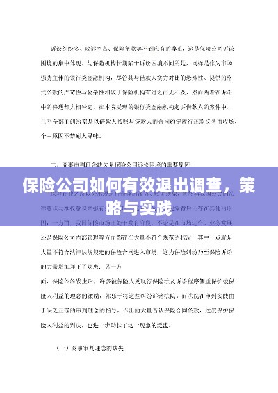 保险公司有效退出调查的策略与实践探讨-图1