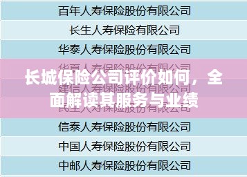 长城保险公司评价全面解析，服务质量与业绩表现深度探讨-图1