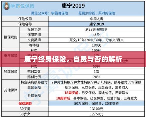 康宁终身保险，自费与否的详解-图1
