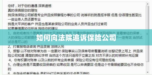 保险公司追诉指南,如何向法院提起诉讼索赔-图1 保险公司追诉指南,如何向法院提起诉讼索赔-图1