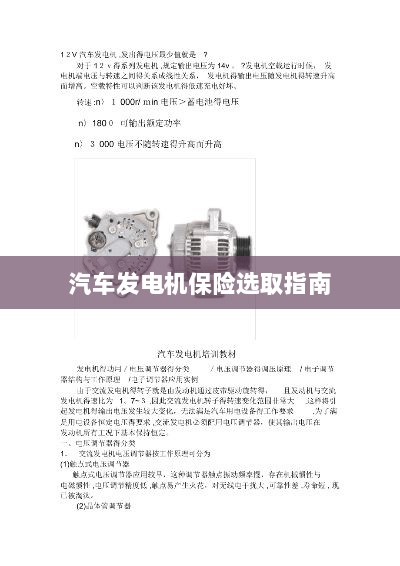 汽车发电机保险选购指南-图1