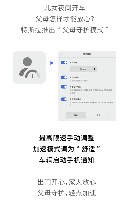 特斯拉家长控制功能上线,设定车辆最高速度,陶琳呼吁平安出行-图3 特斯拉家长控制功能上线,设定车辆最高速度,陶琳呼吁平安出行-图3