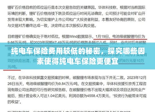 纯电车保险费用较低的原因揭秘,哪些因素影响纯电车保险价格更便宜?-图1 纯电车保险费用较低的原因揭秘,哪些因素影响纯电车保险价格更便宜?-图1