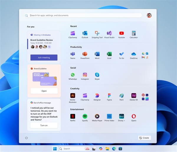 微软展示Windows 11五种开始菜单概念图，未来设计动向探索，概念图或将不会公开发布-图2