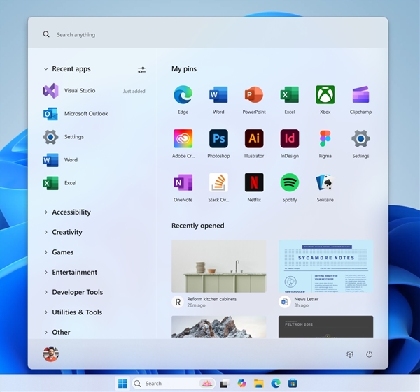 微软展示Windows 11五种开始菜单概念图，未来设计动向探索，概念图或将不会公开发布-图5