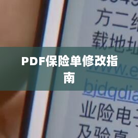 PDF保险单修改指南详解-图1 PDF保险单修改指南详解-图1