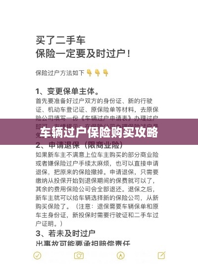 车辆过户保险购买指南-图1