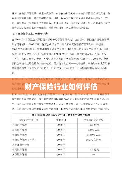 财产保险行业评估方法与策略解析-图1