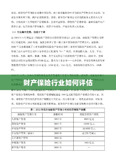 财产保险行业评估方法与策略解析-图1