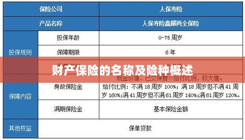 财产保险名称及险种概览-图1