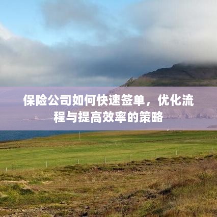 保险公司优化签单流程，快速签单与提高效率的策略探讨-图1