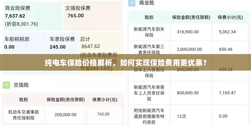 纯电车保险价格解析,如何降低保险费用?-图1 纯电车保险价格解析,如何降低保险费用?-图1