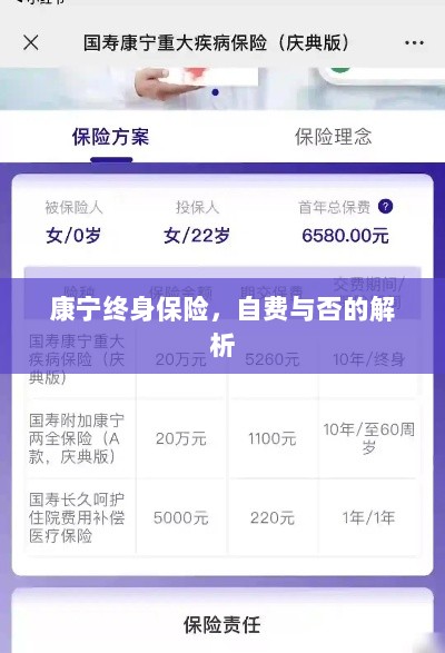 康宁终身保险，自费与否的详解-图1