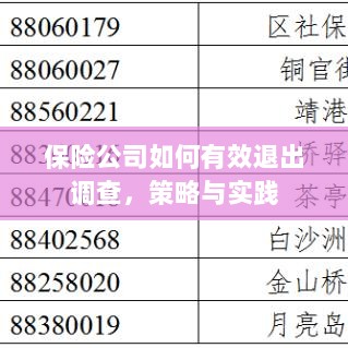 保险公司有效退出调查的策略与实践探讨-图1