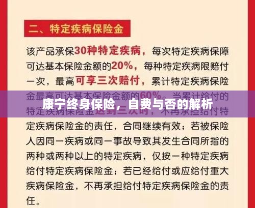 康宁终身保险，自费与否的详解-图1