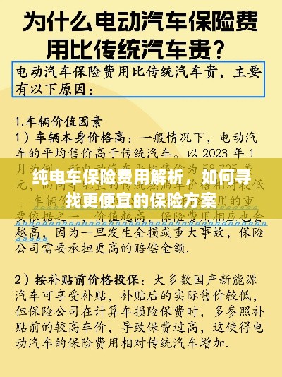 纯电车保险费用解析，如何获取更经济的保险方案？-图1