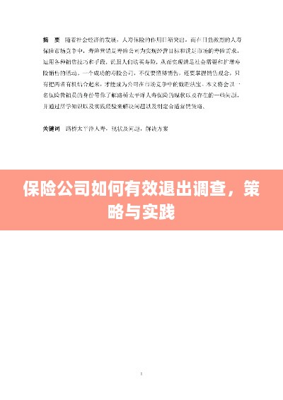 保险公司有效退出调查的策略与实践探讨-图1