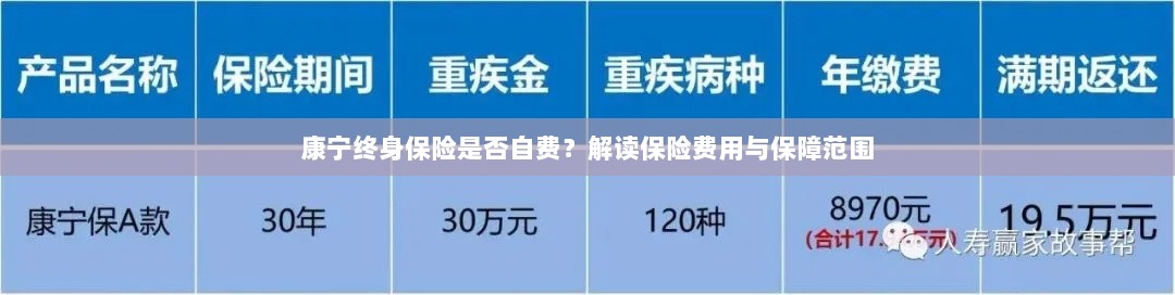 康宁终身保险费用解析,自费与否与保障范围解读-图1 康宁终身保险费用解析,自费与否与保障范围解读-图1