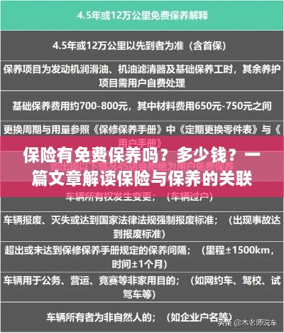 保险与保养关联解读，免费保养政策、费用及一篇文章解析揭秘！-图1
