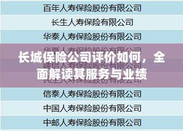 长城保险公司评价全面解析,服务质量与业绩表现深度探讨-图1 长城保险公司评价全面解析,服务质量与业绩表现深度探讨-图1