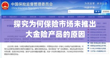 保险市场未推出大金险产品的原因探究-图1 保险市场未推出大金险产品的原因探究-图1