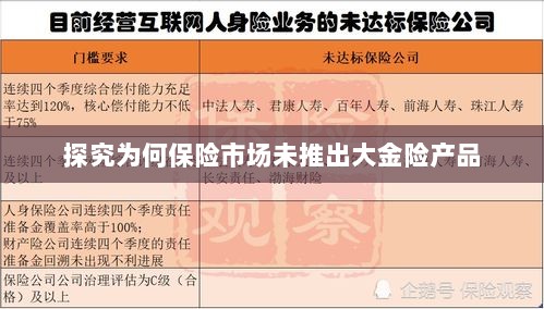 保险市场为何未推出大金险产品探究-图1 保险市场为何未推出大金险产品探究-图1