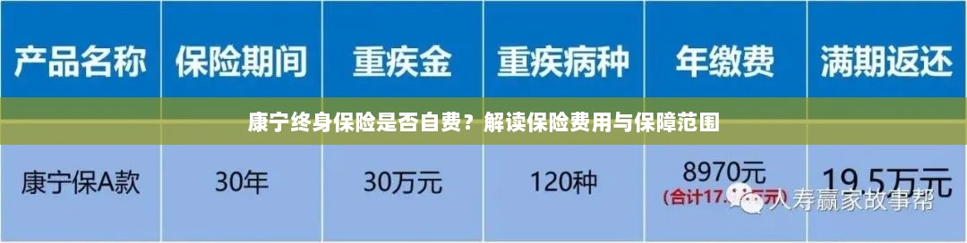 康宁终身保险费用解析，自费与否与保障范围解读-图1