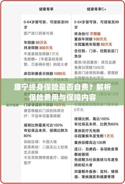 康宁终身保险费用解析，自费还是保障？保障内容详解。-图1