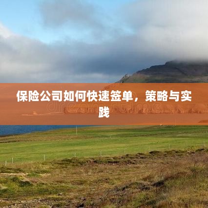 保险公司快速签单策略与实践指南-图1 保险公司快速签单策略与实践指南-图1