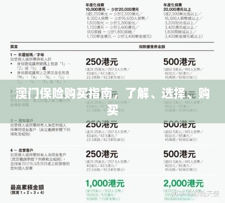 澳门保险购买全攻略，了解、选择与购买指南-图1