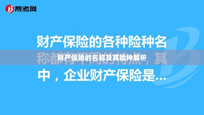 财产保险名称及险种深度解析-图1 财产保险名称及险种深度解析-图1
