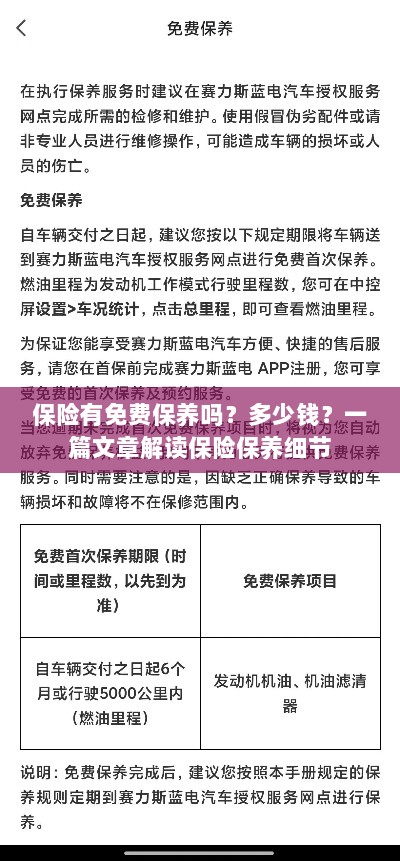 解读保险保养细节，免费保养政策与费用解析-图1