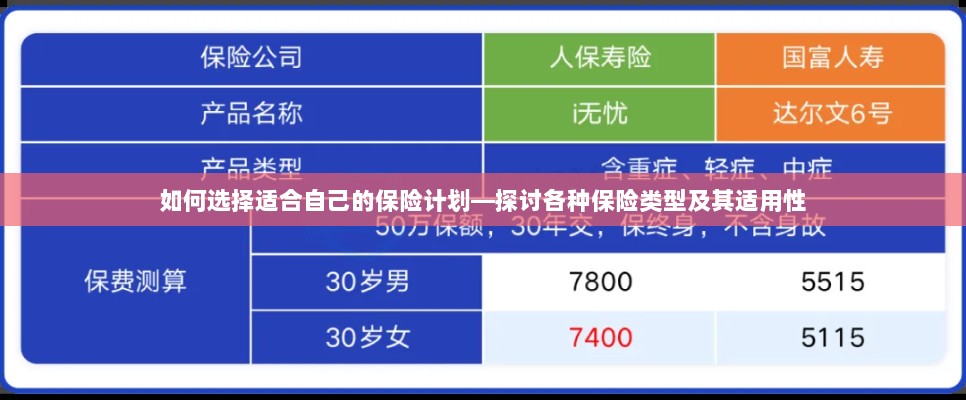 如何选择适合自己的保险计划，各类保险类型及其适用性解析-图1