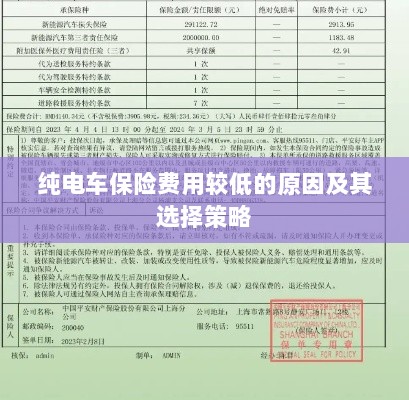 纯电车保险费用较低的原因与选择策略解析-图1 纯电车保险费用较低的原因与选择策略解析-图1