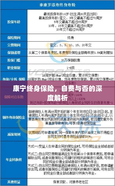康宁终身保险，自费与否的全面解析与探讨-图1