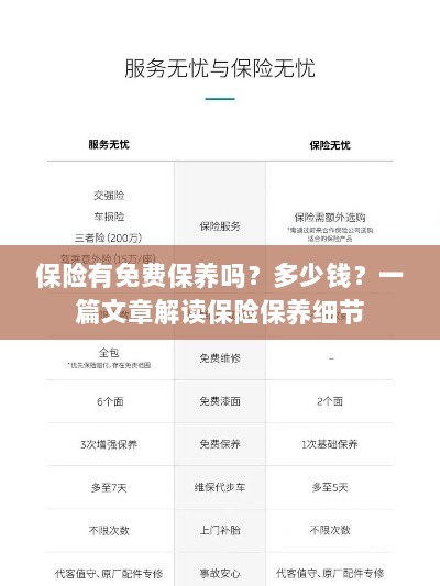 解读保险保养细节,免费保养政策与费用解析-图1 解读保险保养细节,免费保养政策与费用解析-图1