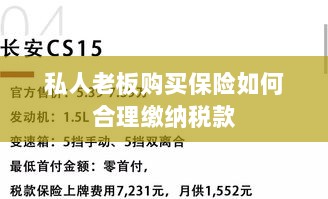 私人老板购买保险如何合理缴税,策略与指南-图1 私人老板购买保险如何合理缴税,策略与指南-图1