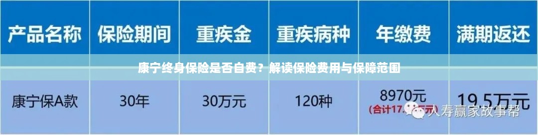 康宁终身保险费用解析,自费与否与保障范围解读-图1 康宁终身保险费用解析,自费与否与保障范围解读-图1
